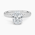 Ribbed Oval Brilliant Moissanite Engagement Ring