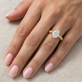 Ribbed Oval Brilliant Moissanite Engagement Ring