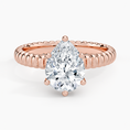 Ribbed Pear Brilliant Moissanite Engagement Ring