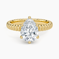 Ribbed Pear Brilliant Moissanite Engagement Ring