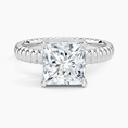 Ribbed Princess Brilliant Moissanite Engagement Ring