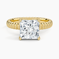 Ribbed Princess Brilliant Moissanite Engagement Ring