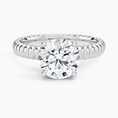 Ribbed Round Brilliant Moissanite Engagement Ring