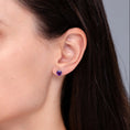 Round Amethyst Solitaire Stud Earrings with Claw Setting