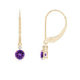 Round Amethyst with Moissanite Accents Drop Earrings
