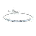 Round Aquamarine and Moissanite Slim Bolo Bracelet