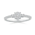 Round Cluster Halo Moissanite with Pavé Band Promise Ring