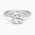 Round Cut French Pavé Flush-Fit Moissanite Engagement Ring