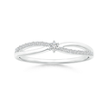 Round Cut Moissanite Split Shank Promise Ring