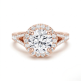 Round Cut Split-Shank Moissanite Halo Engagement Ring
