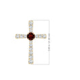 Round Garnet Center Cross Pendant Moissanite Necklace