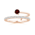 Round Garnet Double Shank with Moissanite Accents Promise Ring