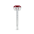 Load image into Gallery viewer, Round Garnet Solitaire Engagement Ring with Moissanite Pavé Band