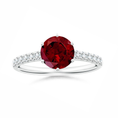 Load image into Gallery viewer, Round Garnet Solitaire Engagement Ring with Moissanite Pavé Band