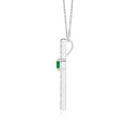 Round Lab-Created Emerald Center Cross Pendant Moissanite Necklace