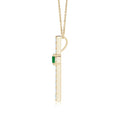 Round Lab-Created Emerald Center Cross Pendant Moissanite Necklace