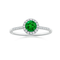Round Lab-Created Emerald with Halo Moissanite Promise Ring