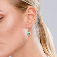 Round Lab-Created Emerald with Moissanite Halo Leverback Dangle Drop Earrings
