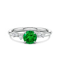 Round Lab-Created Emerald with Scattered Moissanite Accents Promise Ring