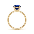 Round Lab-Grown Blue Sapphire Solitaire Engagement Ring with Heart-Shaped Prongs