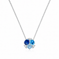 Round Lab-Grown Multi-Gemstone Cluster with Moissanite Accents Pendant Necklace
