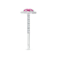 Round Lab Pink Sapphire with Hexagonal Halo Moissanite Promise Ring