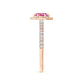 Round Lab Pink Sapphire with Hexagonal Halo Moissanite Promise Ring