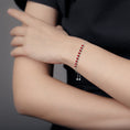 Round Lab Ruby with Moissanite Accents Adjustable Tennis Bolo Bracelet