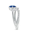 Round Lab Sapphire Multi-Layer Crossover with Scattered Moissanite Engagement Ring