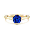 Round Lab Sapphire Engagement Ring with Double-Sided Hidden Moissanite Accents