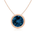 Round London Blue Topaz Bezel-Set Solitaire Pendant Necklace