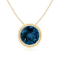 Round London Blue Topaz Bezel-Set Solitaire Pendant Necklace