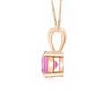 Round Pink Tourmaline Solitaire Pendant Necklace