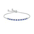 Round Prong-Set Lab Sapphire and Moissanite Slim Bolo Bracelet
