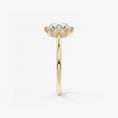 Round Rose Cut Moissanite Engagement Ring with Double Claw Prongs