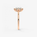 Round Rose Cut Moissanite Engagement Ring with Double Claw Prongs