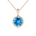 Round Swiss Blue Topaz Bezel-Set Solitaire Pendant Necklace