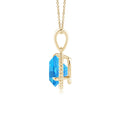 Round Swiss Blue Topaz Bezel-Set Solitaire Pendant Necklace