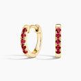 Load image into Gallery viewer, Ruby Huggie Hoop Earrings