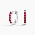 Load image into Gallery viewer, Ruby Huggie Hoop Earrings