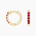 Load image into Gallery viewer, Ruby Huggie Hoop Earrings