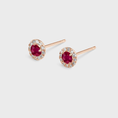 Load image into Gallery viewer, Ruby and Moissanite Halo Stud