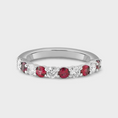 Load image into Gallery viewer, Ruby and Moissanite Halfway Wedding Band-2.5 mm