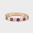 Load image into Gallery viewer, Ruby and Moissanite Halfway Wedding Band-2.5 mm