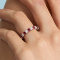 Load image into Gallery viewer, Ruby and Moissanite Halfway Wedding Band-2.5 mm