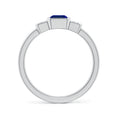 Semi Bezel Lab Emerald-Cut Sapphire Three-Stone with Moissanite Engagement Ring