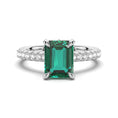 Load image into Gallery viewer, Silver_Lab_Grown_Emerald_Engagement_Ring_With_Hidden_Halo_1
