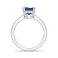 Sterling Silver Lab Grown Sapphire Engagement Ring With Hidden Halo