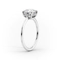 Slim Oval Lab-Grown Diamond Solitaire Hidden Halo Engagement Ring