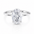 Slim Oval Lab-Grown Diamond Solitaire Hidden Halo Engagement Ring